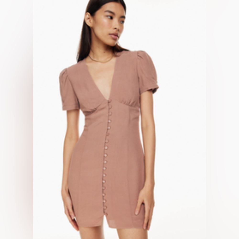 Aritzia Mauve Button-Front Midi Dress